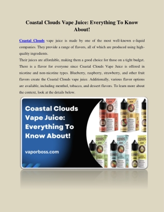 Coastal Clouds Vape Juice Everything To Know About!