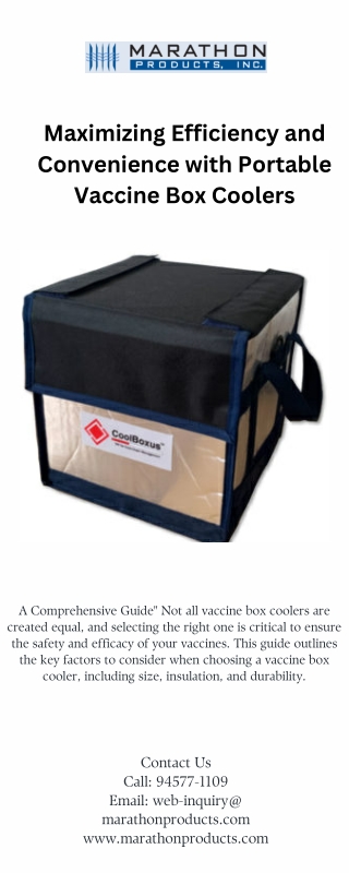 Maximizing Efficiency and Convenience with Portable Vaccine Box Coolers