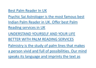Best Palm Reader In UK