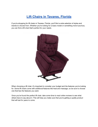 Lift Chairs in Tavares, Florida