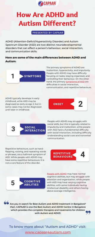 How Are ADHD and Autism Different | Best Autism Treatment in Bangalore | CAPAAR