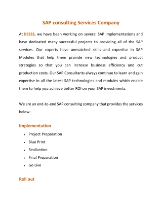 SAP consulting Services Company