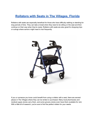 Rollators with Seats in The Villages, Florida