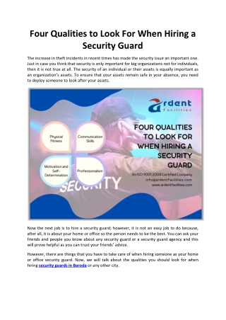 Four Qualities to Look For When Hiring a Security Guard