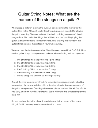 Guitar String Notes: What are the names of the strings on a guitar?