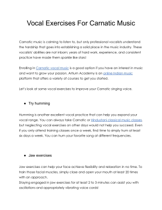 Vocal Exercises For Carnatic Music