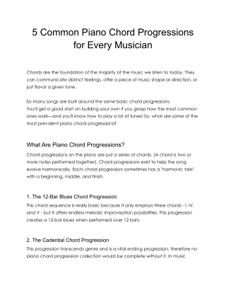 5 Common Piano Chord Progressions for Every Musician