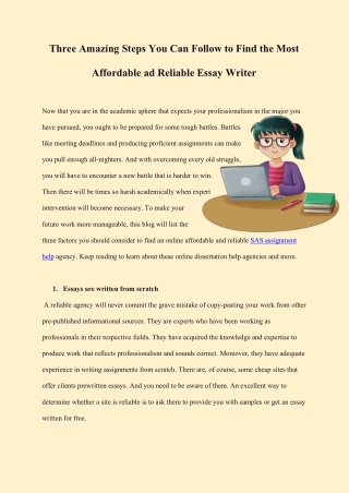 Three Amazing Steps You Can Follow to Find the Most Affordable ad Reliable Essay Writer