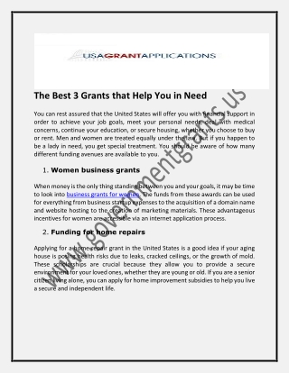 The Best 3 Grants that Help You in Need