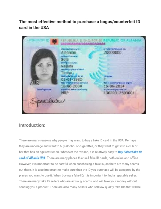 The most effective method to purchase a bogus/counterfeit ID card in the USA