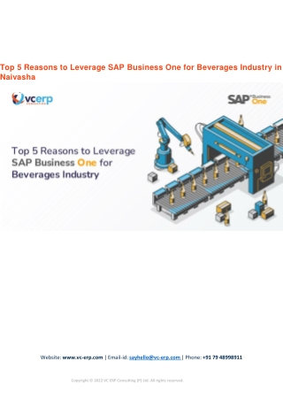 Top 5 Reasons to Leverage SAP Business One for Beverages Industry in Naivasha