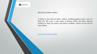 Buy Korean Fillers Online    Aestheticsupplies.shop