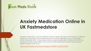 Anxiety Medication Online in UK Fastmedstore
