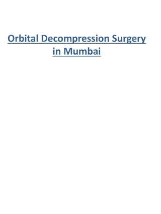 Orbital Decompression Surgery in Mumbai