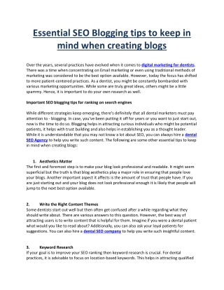 Essential SEO Blogging tips to keep in mind when creating blogs