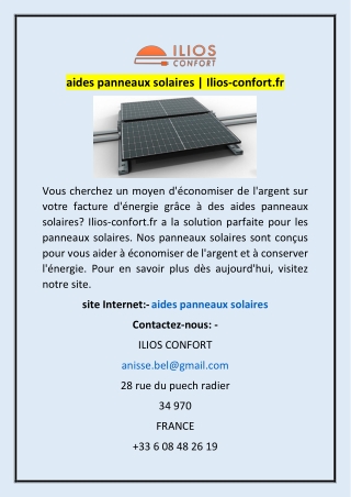 aides panneaux solaires | Ilios-confort.fr