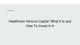 Healthcare Venture Capital