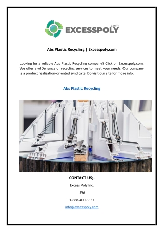 Abs Plastic Recycling  Excesspoly.com