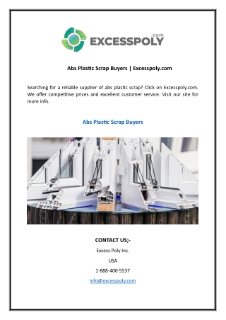 Abs Plastic Scrap Buyers  Excesspoly.com