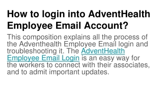 How to login into AdventHealth Employee Email Account_