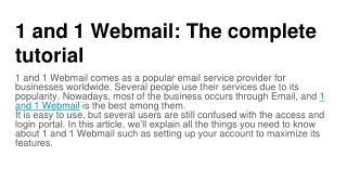 1 and 1 Webmail_ The complete tutorial