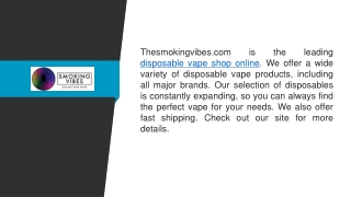 Disposable Vape Shop Online  Thesmokingvibes.com