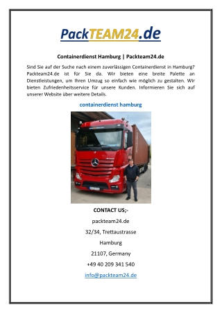 Containerdienst Hamburg  Packteam24.de