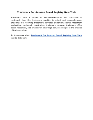 Trademark For Amazon Brand Registry New York