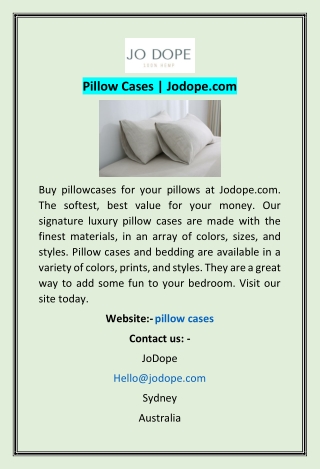 Pillow Cases | Jodope.com