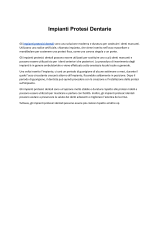Impianti Protesi Dentarie