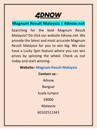 Magnum Result Malaysia | 4dnow.net