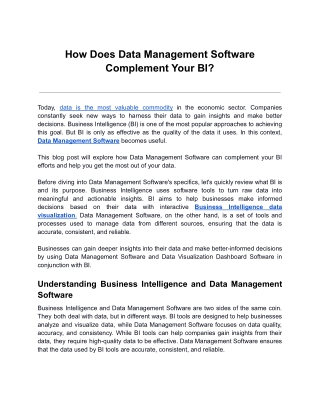 How Does Data Management Software Complement Your BI?