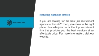 Visit Recruiting Agencies Toronto  Just Sales Jobs