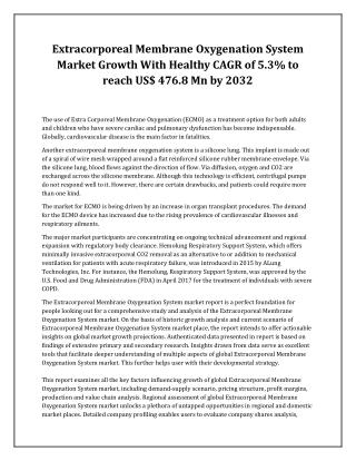 Extracorporeal Membrane Oxygenation System Market