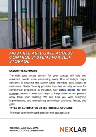 Most Reliable Gate Access Control Systems for Self Storage