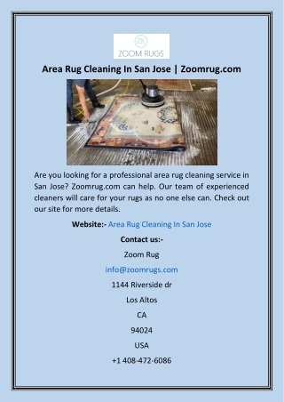 Area Rug Cleaning In San Jose  Zoomrug