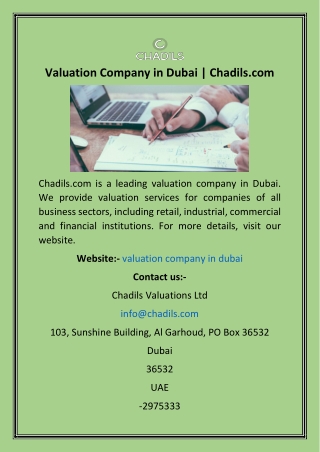 Valuation Company in Dubai  Chadils