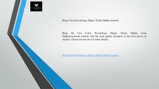 Shop Color Psychology Magic Tricks Online Austria   Vulpinecreations.com  eu