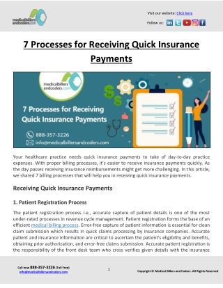 7 Processes for Receiving Quick Insurance Payments