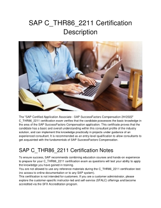 SAP C_THR86_2211 Certification Description