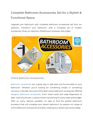 Complete Bathroom Accessories Set for a Stylish & Functional Space