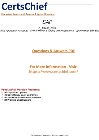 Gain SAP Certified Application Associate status by passing C_TS450_2020 exam. Upskill for ERP experts in Sourcing & Proc