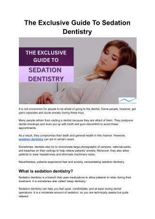 The Exclusive Guide To Sedation Dentistry