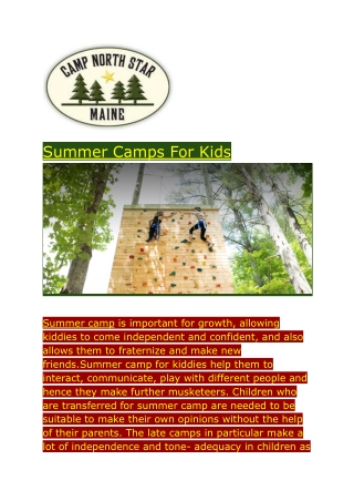 Summer Camps For Kids