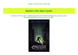 (B.O.O.K.$ Epsilon (The Apex Cycle) (Ebook pdf)