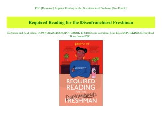 PDF [Download] Required Reading for the Disenfranchised Freshman [Free Ebook]