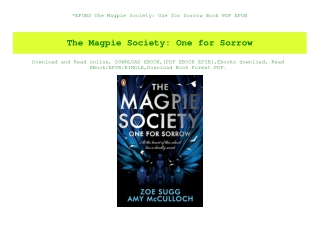 EPUB$ The Magpie Society One for Sorrow Book PDF EPUB