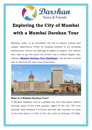 Exploring the City of Mumbai with a Mumbai Darshan Tour