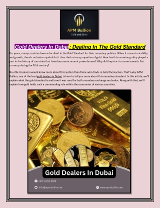 Gold Dealers In Dubai: Dealing In The Gold Standard