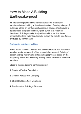 How to Make A Building Earthquake-proof